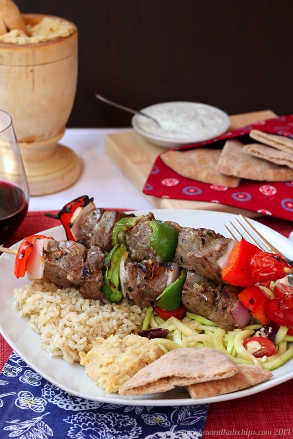 SOUVLAKI (Greek-Style Beef Kabobs) - © Cupcakes & Kale Chips