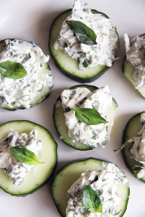 Cucumber Herbed Cream Cheese Bites