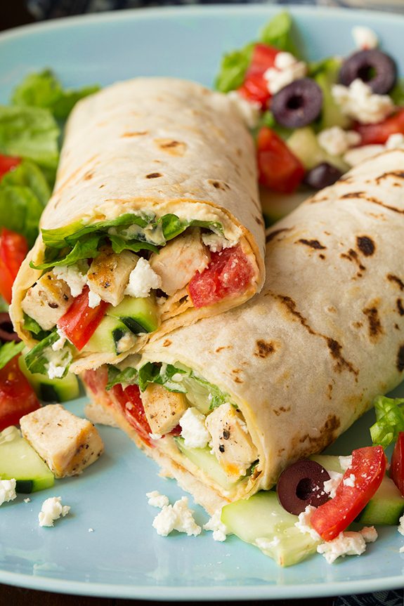 Greek Grilled Chicken & Hummus Wrap