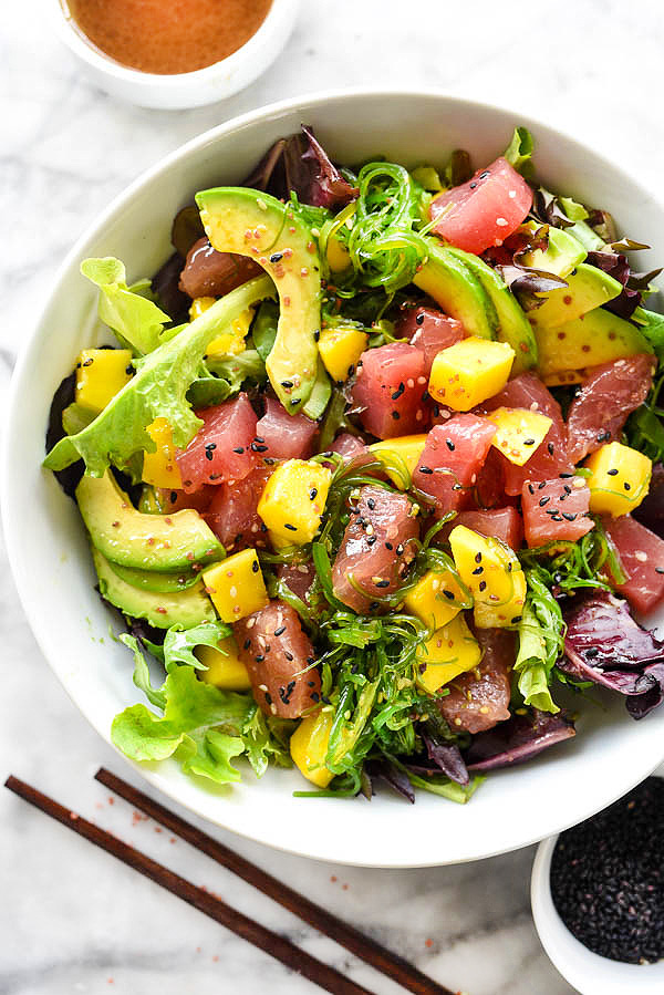 Ahi Tuna Poke and Mango Salad © Foddie Crush