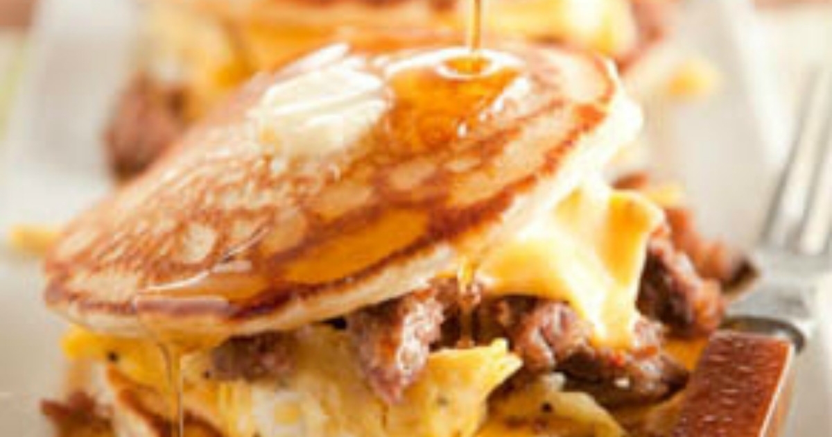 Sausage, Egg And Cheese Pancake Stack – Bakes By Meg